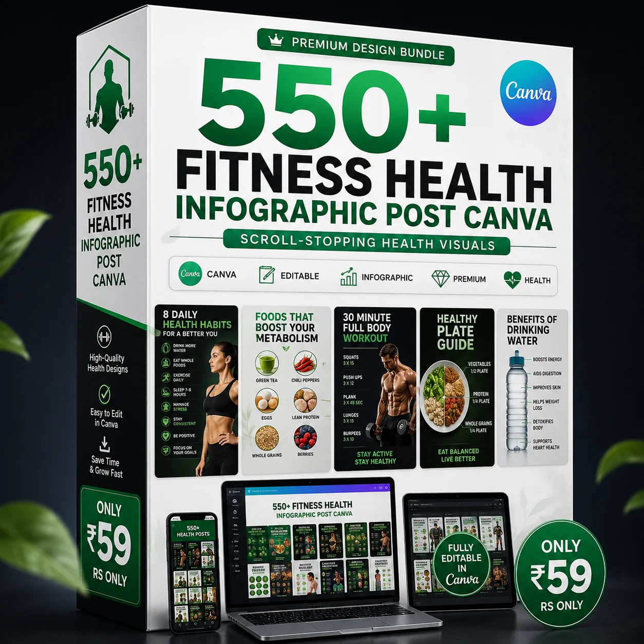 11. 550+ Fitness Health Infographic Post Canva