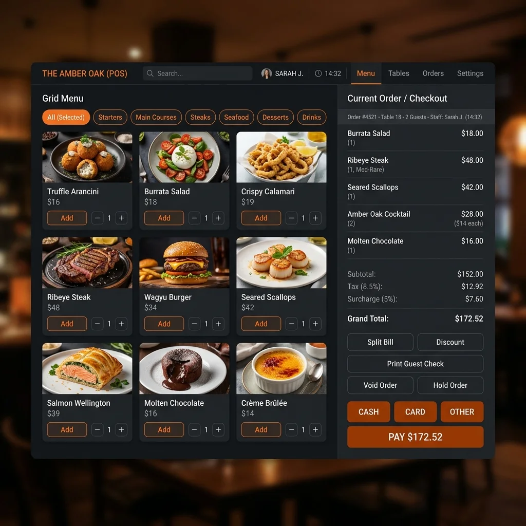 Point of Sale System interface mockup screenshot